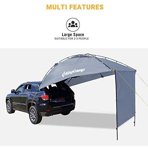  KingCamp Awning Shelter SUV Tent Auto Canopy Portable Camper Trailer Tent Roof Top Car Shelter for Beach SUV MPV Hatchback Minivan Sedan Family Camping Outdoor