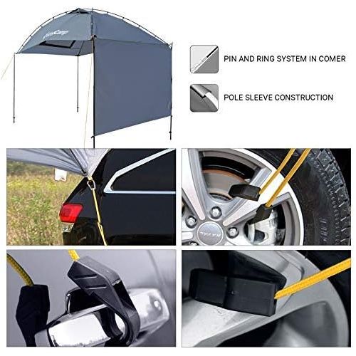  KingCamp Awning Shelter SUV Tent Auto Canopy Portable Camper Trailer Tent Roof Top Car Shelter for Beach SUV MPV Hatchback Minivan Sedan Family Camping Outdoor