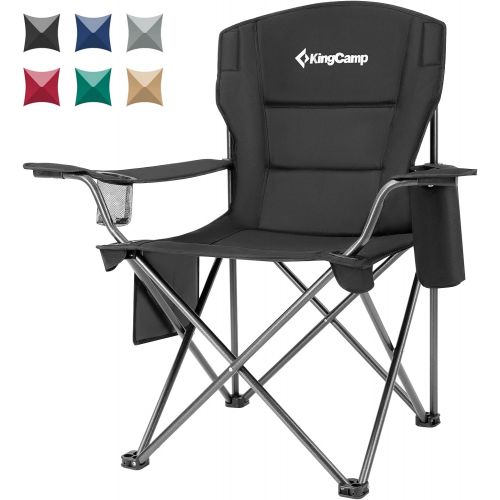  KingCamp Heavy Duty Oversized Folding Outdoor Portable Lawn Adults Chair Accessories Gear for Outside Camp, Sports, 38.5 X 21.6 X 38.5, Black