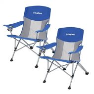 KingCamp Folding Camping Chair Oversized Heavy Duty Outdoor Camp Chair Portable Lawn Chair Arm Chair, Sturdy Steel Frame Supports 300 Lbs with Cup Holder for Sports Fishing Picnic