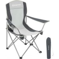 KingCamp Folding Camping Chairs Portable Beach Chair Light Weight Camp Chairs with Cup Holder & Front Pocket for Outdoor (Black/MediumGrey)