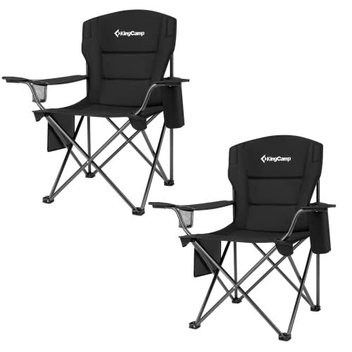  KingCamp 2 Pack Heavy Duty Oversized Folding Camping Chairs Set of 2 Outdoor Portable Lawn Adults Chairs for Outside Camp, Sports, Beach, Fishing