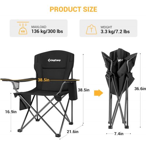  KingCamp 2 Pack Heavy Duty Oversized Folding Camping Chairs Set of 2 Outdoor Portable Lawn Adults Chairs for Outside Camp, Sports, Beach, Fishing