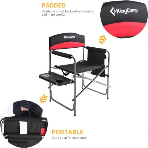  KingCamp Heavy Duty Director Side Table, Portable Folding Chair with Cup Holder and Storage Pocket for Outdoor, Camp, Patio, Lawn, Garden, Beach, Trip, Sports, Fishing, One Size, B