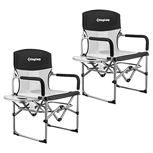  KingCamp Camping Chairs for Adults Folding Chairs Camping Directors Chair with Side Table Heavy Duty Camping Chairs Supports 300lbs for Outdoor,Camping,Lawn,Picnic,Trip(2 Pack of B