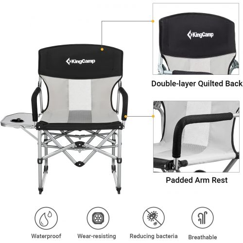  KingCamp Camping Chairs for Adults Folding Chairs Camping Directors Chair with Side Table Heavy Duty Camping Chairs Supports 300lbs for Outdoor,Camping,Lawn,Picnic,Trip(2 Pack of B