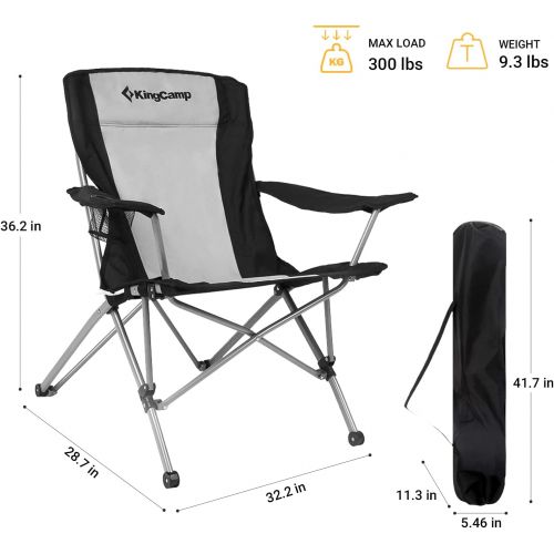  KingCamp Folding Camping Chair for Outdoor Lawn Picnic Black with Cup Holder