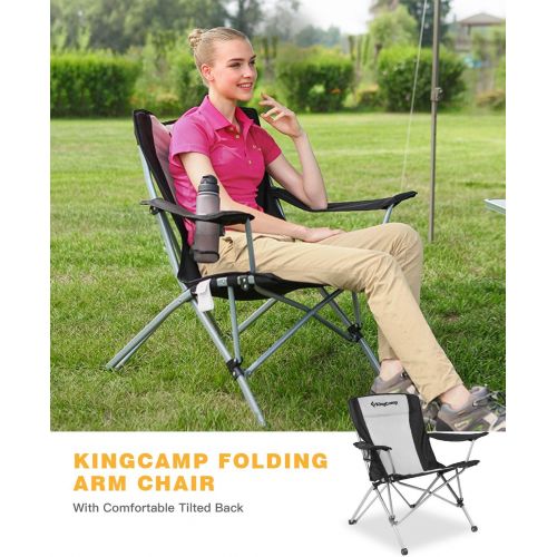  KingCamp Folding Camping Chair for Outdoor Lawn Picnic Black with Cup Holder