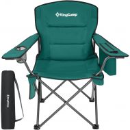 KingCamp Padded Heavy Duty Oversized Folding Camping Chairs Steel Frame with Cooler Bag Cup Holder Supports 300 LBS