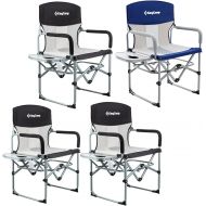 KingCamp Heavy Duty Directors Chairs 4 Pack Camping Chair with Side Table Mesh Back