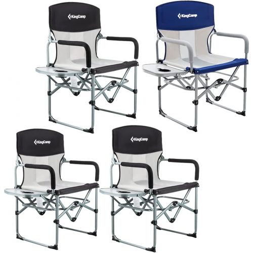  KingCamp Heavy Duty Directors Chairs 4 Pack Camping Chair with Side Table Mesh Back