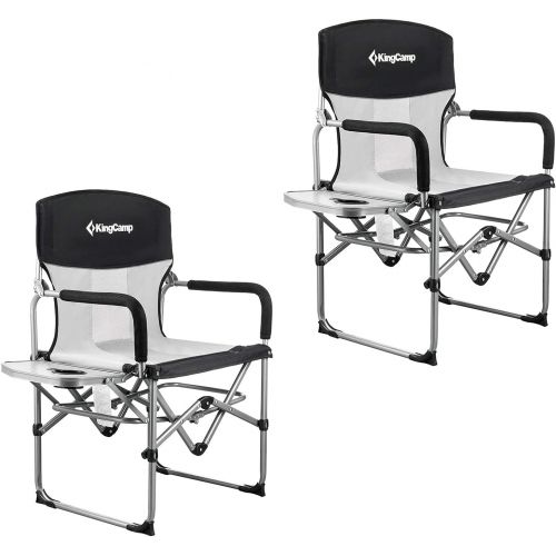  KingCamp Heavy Duty Directors Chairs 4 Pack Camping Chair with Side Table Mesh Back