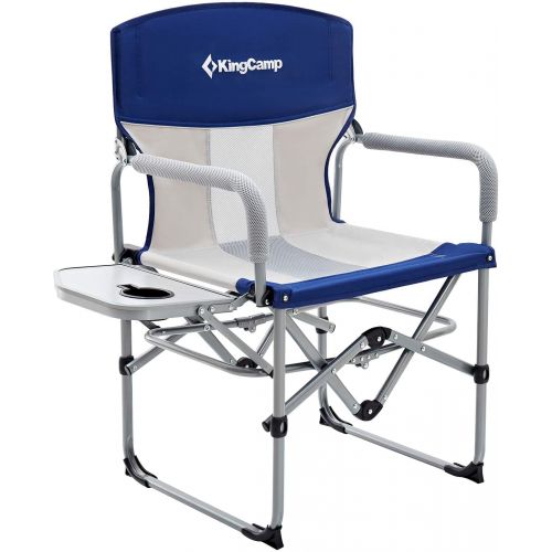  KingCamp Heavy Duty Directors Chairs 4 Pack Camping Chair with Side Table Mesh Back