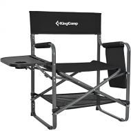 KingCamp Tall Directors Chair Heavy Duty Bar Height Folding Makeup Chair Padded Seat with Side Table, Storage Bag, Foot Rest for Camping, Home Patio and Sports