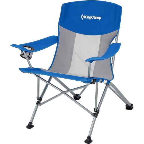  KingCamp Folding Camping Chair Oversized Heavy Duty Outdoor Camp Chair Lightweight Portable Lawn Chair, Sturdy Steel Frame Supports 300 lbs with Cup Holder for Sports Fishing Picni