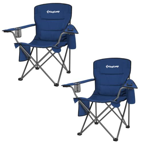  KingCamp 2 Pack Heavy Duty Oversized Folding Camping Chairs Set of 2 Outdoor Portable Lawn Adults Chairs for Outside Camp, Sports, Beach, Fishing