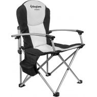 KingCamp Heavy Duty Folding Oversize Padded Hard Armrest Camping Chair, Black/MediumGrey