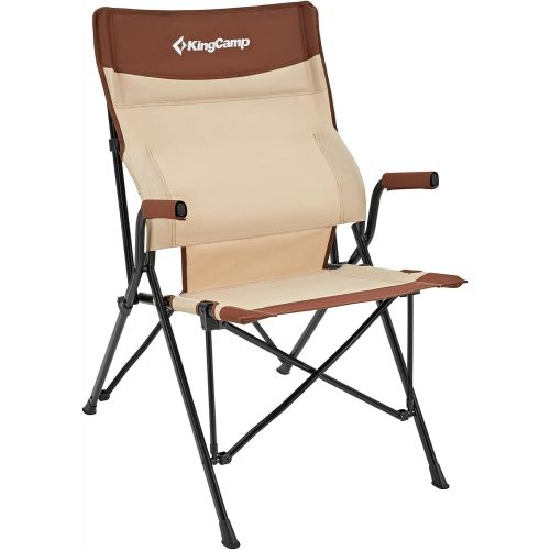  KingCamp Lumbar Support Folding Camping Chair Hard Arm High Back Ergonom Outdoor Camping Chair for Adults with Pocket for Adults Travel Picnic Hiking and Indoor Supports 300 lbs.