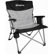 KingCamp Outdoor Folding Camping Chair Padded Backrest Lawn Chairs Heavy Duty Portable Chairs for Adults with Cup Holder, Large Pocket, Supports 300 lbs (Black)