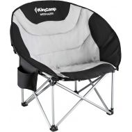 KingCamp Moon Saucer Camping Large Padded Folding Portable Heavy Duty Comfy Sofa Chair Supports 300lbs with Cup Holder and Carry Bag for Lawn Patio Sports