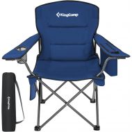 KingCamp Padded Heavy Duty Oversized Folding Camping Chairs Steel Frame with Cooler Bag Cup Holder Supports 300 LBS