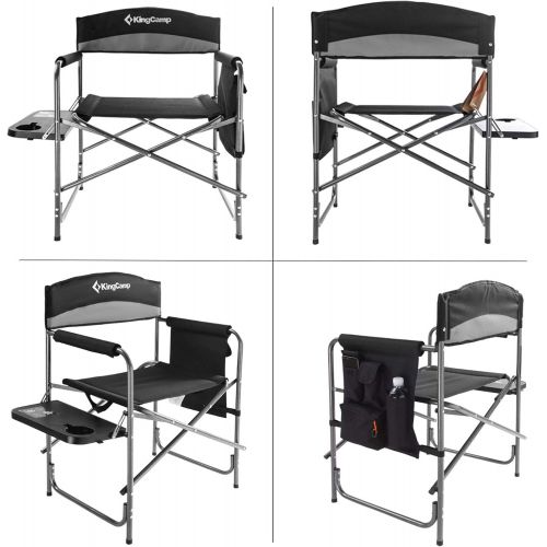  KingCamp Heavy Duty Director Side Table, Portable Folding Chair with Cup Holder and Storage Pocket for Outdoor, Camp, Patio, Lawn, Garden, Beach, Trip, Sports, Fishing, ONE Size, B