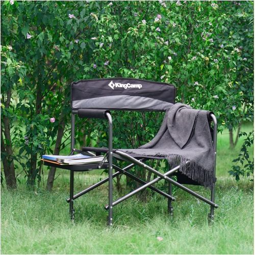  KingCamp Heavy Duty Director Side Table, Portable Folding Chair with Cup Holder and Storage Pocket for Outdoor, Camp, Patio, Lawn, Garden, Beach, Trip, Sports, Fishing, ONE Size, B