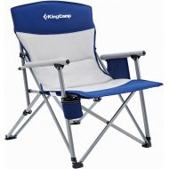 KingCamp Outdoor Folding Camping Chair Padded Backrest Lawn Chairs Heavy Duty Portable Chairs for Adults with Cup Holder, Large Pocket, Supports 300 lbs (Blue)
