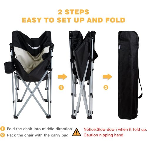  KingCamp Folding Chair for Camping, Padded Camping Chair for Adults with Cup Holder & Side Pocket, Portable Office Chair & Desk Chair, Supports 350 LBS for Outdoor Indoor