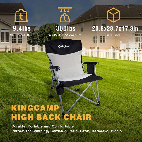  KingCamp Folding Chair for Camping, Padded Camping Chair for Adults with Cup Holder & Side Pocket, Portable Office Chair & Desk Chair, Supports 350 LBS for Outdoor Indoor