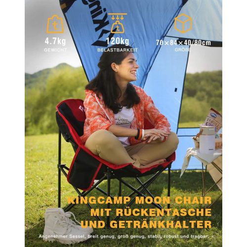  KingCamp Oversized Moon Camping Chair for Adult Saucer Round Outdoor Folding Chair for Outside Picnic Sunset Beach Travel Festival Support Up to 330lbs