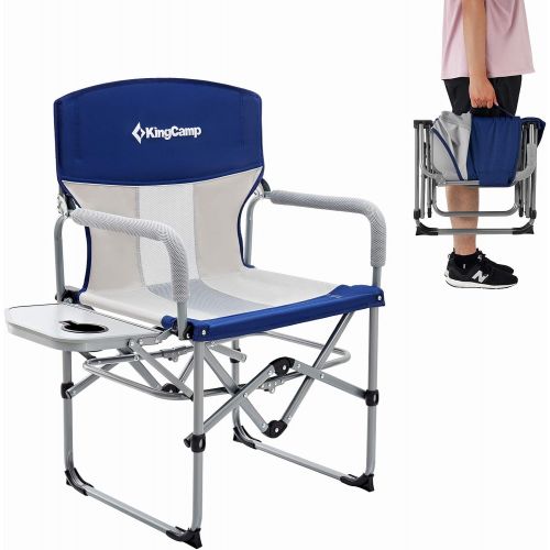  KingCamp Tall Directors Chair Heavy Duty Bar Height Folding Makeup Chair Padded Seat with Side Table