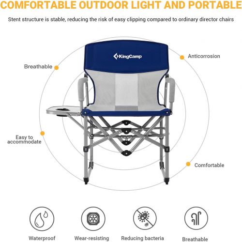  KingCamp Tall Directors Chair Heavy Duty Bar Height Folding Makeup Chair Padded Seat with Side Table