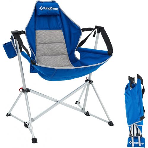  KingCamp Folding Hammock Camping Chair Swing Rocking Chair Reclining Lounger Beach Chair for Outdoor Patio Lawn Backyard Picnic