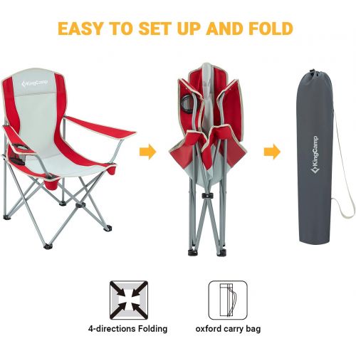  KingCamp Folding Camping Chair Lightweight Portable Quad Chair for Outdoor Sports Hiking Fishing Picnic with Cup Holder and Carry Bag