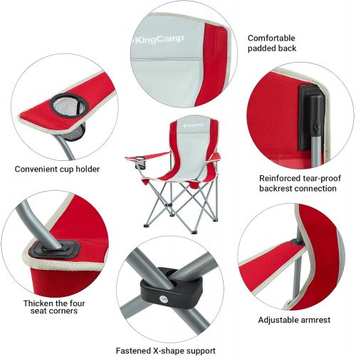  KingCamp Folding Camping Chair Lightweight Portable Quad Chair for Outdoor Sports Hiking Fishing Picnic with Cup Holder and Carry Bag
