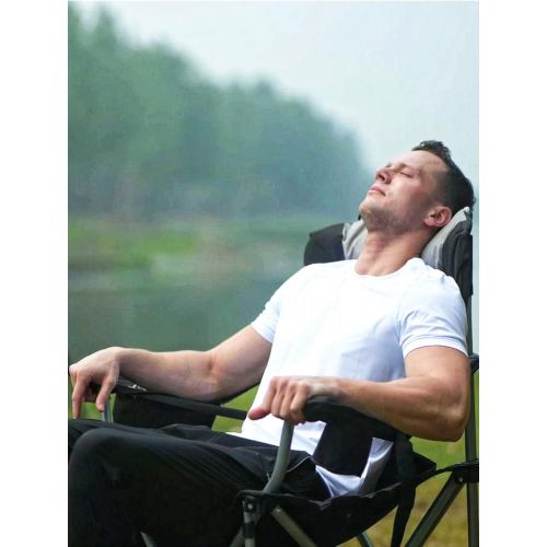  KingCamp Camping Chair Lawn Chair Folding Camping Chair for Adults Folding Camp Chair with Lumbar Support+Adjustable Armrest+Cooler Bag Cup Holder,Side+Head Pocket,for Picnic, Camp