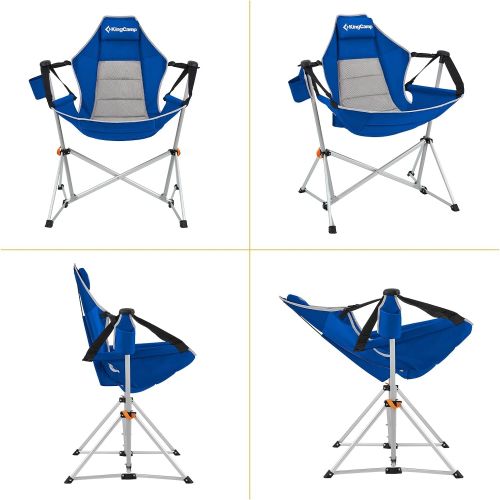  KingCamp Oversized Hammock Camping Chair,Folding Portable Swing Camp Chair,Heavy Duty Rocking Camp Chairs with Pillow Cup Holder,Recliner for Big Guy Outdoor Travel Lawn Concerts G