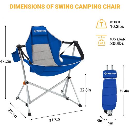  KingCamp Oversized Hammock Camping Chair,Folding Portable Swing Camp Chair,Heavy Duty Rocking Camp Chairs with Pillow Cup Holder,Recliner for Big Guy Outdoor Travel Lawn Concerts G