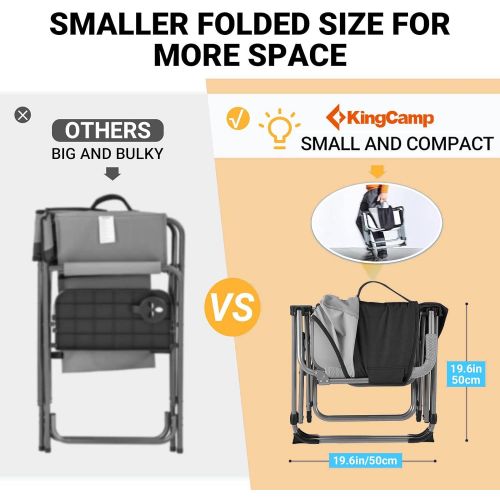  KingCamp Heavy Duty Camping Directors Folding Oversized Portable Chairs with Side Table Mesh Back for Outdoor Tailgating Sports Backpacking Fishing Beach Trip Picnic Lawn, One Size