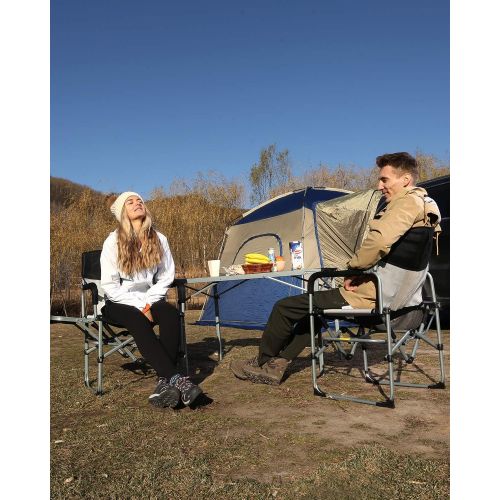  KingCamp Heavy Duty Camping Directors Folding Oversized Portable Chairs with Side Table Mesh Back for Outdoor Tailgating Sports Backpacking Fishing Beach Trip Picnic Lawn, One Size