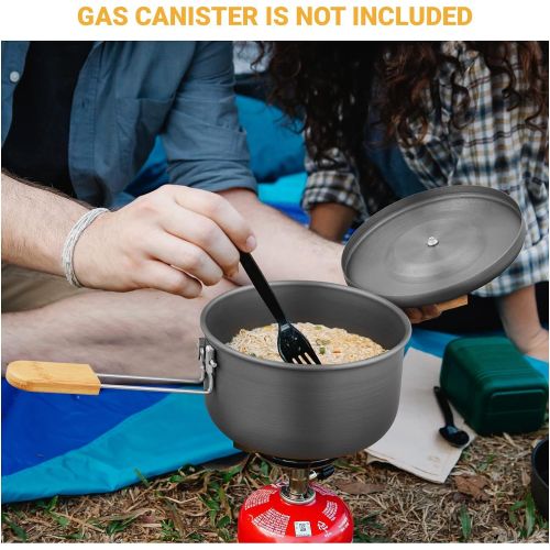  KingCamp 7/9/18Pcs Camping Cookware Mess Kit Camping Cooking Set Non-Stick Hard-Anodized Aluminum Camping Gear Camping Pots and Pans Set with Tableware for Outdoor Backpacking Hiki