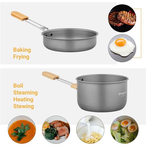  KingCamp 7/9/18Pcs Camping Cookware Mess Kit Camping Cooking Set Non-Stick Hard-Anodized Aluminum Camping Gear Camping Pots and Pans Set with Tableware for Outdoor Backpacking Hiki