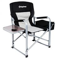 Kingcamp Camping Chairs for Adults Oversized Padded Folding Director Chair with Side Table and Cooler Bag Camping Chairs for Heavy People Support Up to 330 lbs