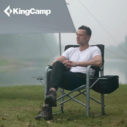  Kingcamp Camping Chairs for Adults Oversized Padded Folding Director Chair with Side Table and Cooler Bag Camping Chairs for Heavy People Support Up to 330 lbs