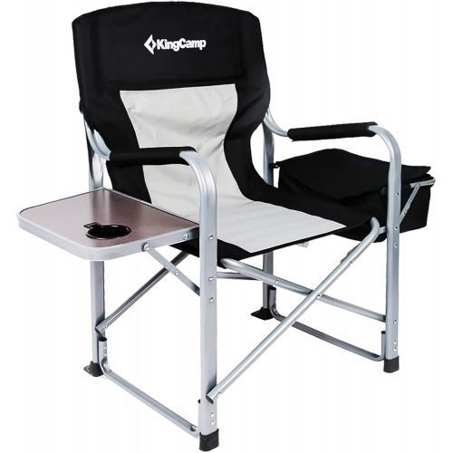  Kingcamp Camping Chairs for Adults Oversized Padded Folding Director Chair with Side Table and Cooler Bag Camping Chairs for Heavy People Support Up to 330 lbs