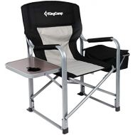 KingCamp Outdoor Folding Directors Chair Lightweight Camping Chairs for Adults Heavy Duty Folding Chair with Side Table Cooler Bag Oversized Padded Camp Chair Support Up to 330 lbs