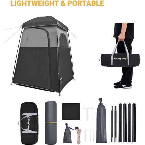  KingCamp Shower Tent Oversize Extra Wide Camping Privacy Shelter Tent, Portable Outdoor Shower Tent Dressing Changing Room Tent with Carry Bag, Camp Toilet, Easy Set Up, 1 Rooms/2