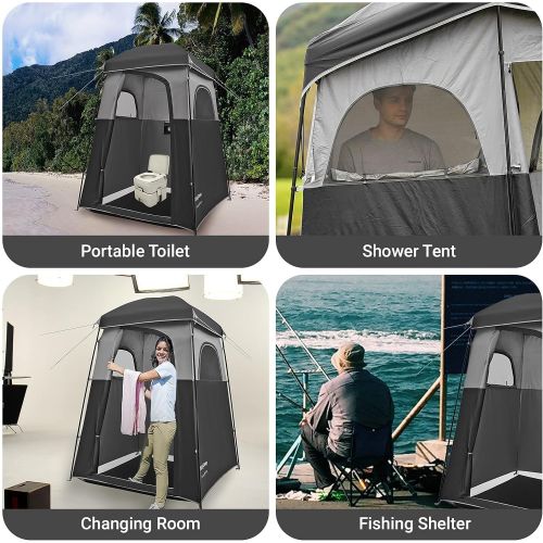  KingCamp Shower Tent Oversize Extra Wide Camping Privacy Shelter Tent, Portable Outdoor Shower Tent Dressing Changing Room Tent with Carry Bag, Camp Toilet, Easy Set Up, 1 Rooms/2