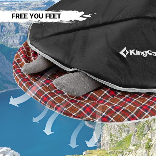  KingCamp -12°C / 10.4°F Lightweight Envelope Down Sleeping Bag, 500 Fill Power, for Camping, Hiking, Backpacking - 4 Colors